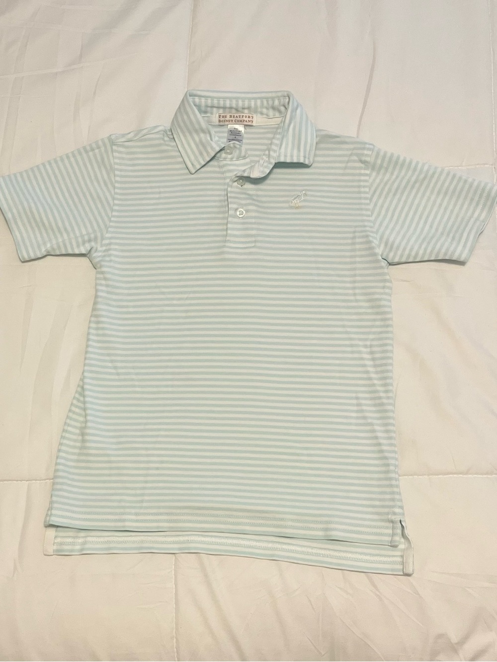 The Beaufort Bonnet Company Mint & White Stripe Boys' Polo